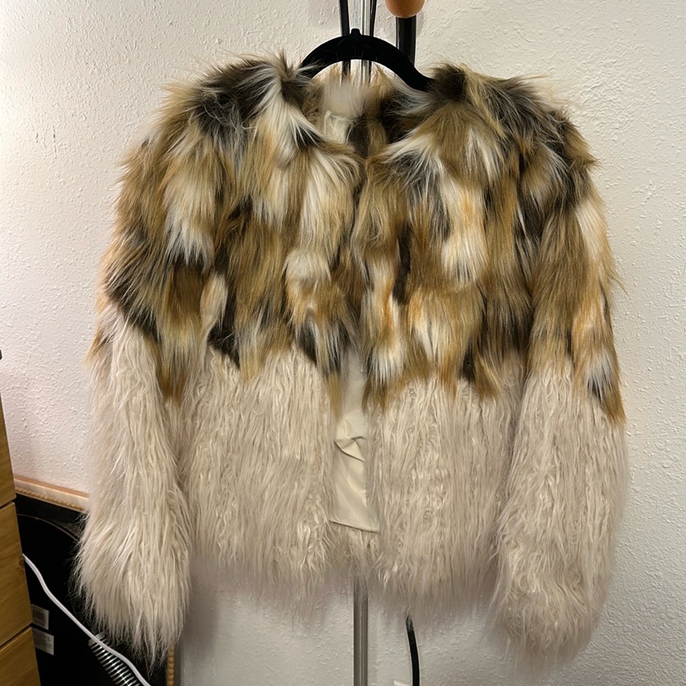 Two Tone Faux Fur Jacket